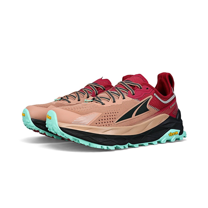 Brown / Red Altra OLYMPUS 5 Women's Trail Running Shoes | Canada-82096